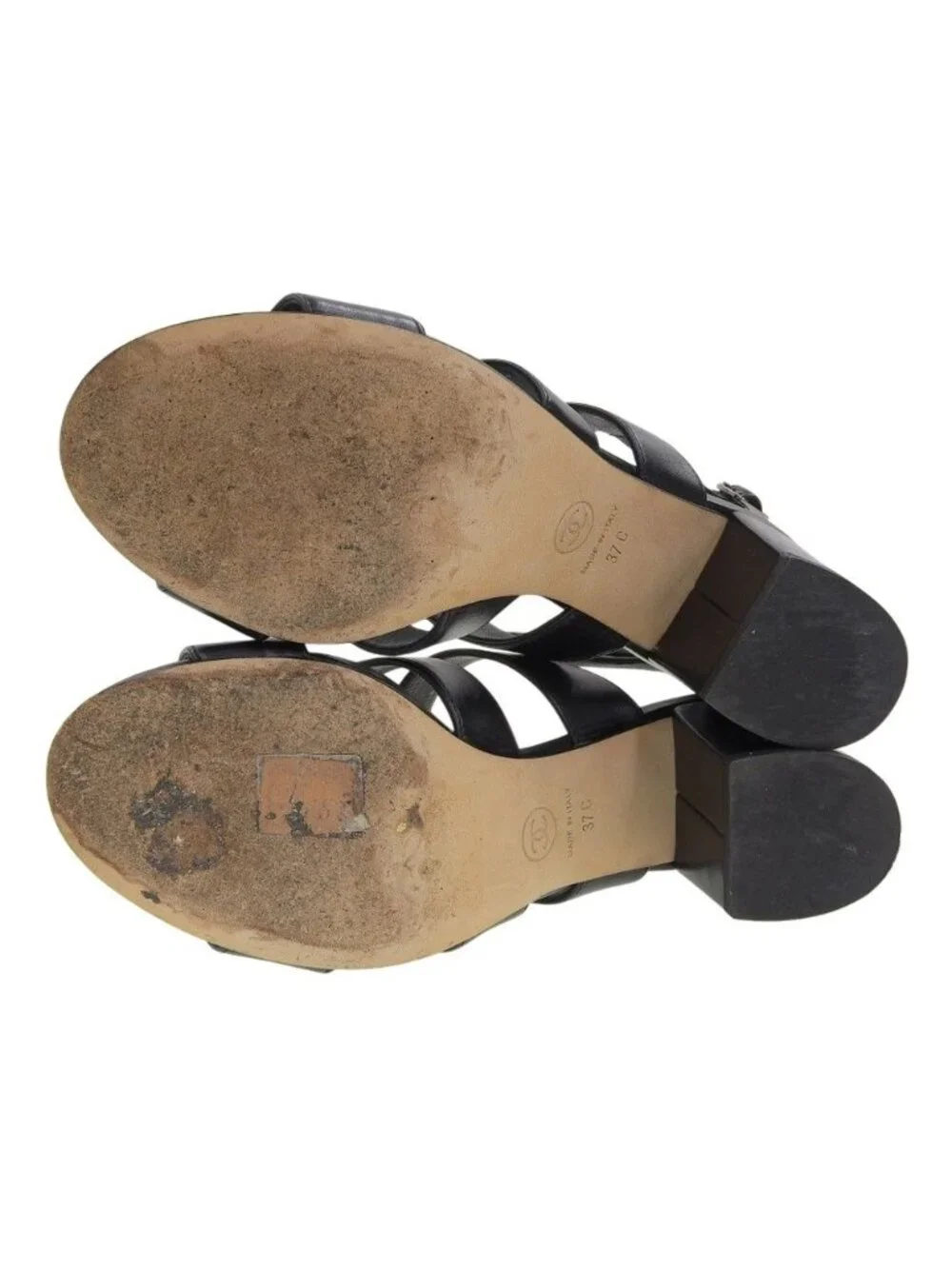 Chanel CC Logo Turnlock Back Strap Sandals Black